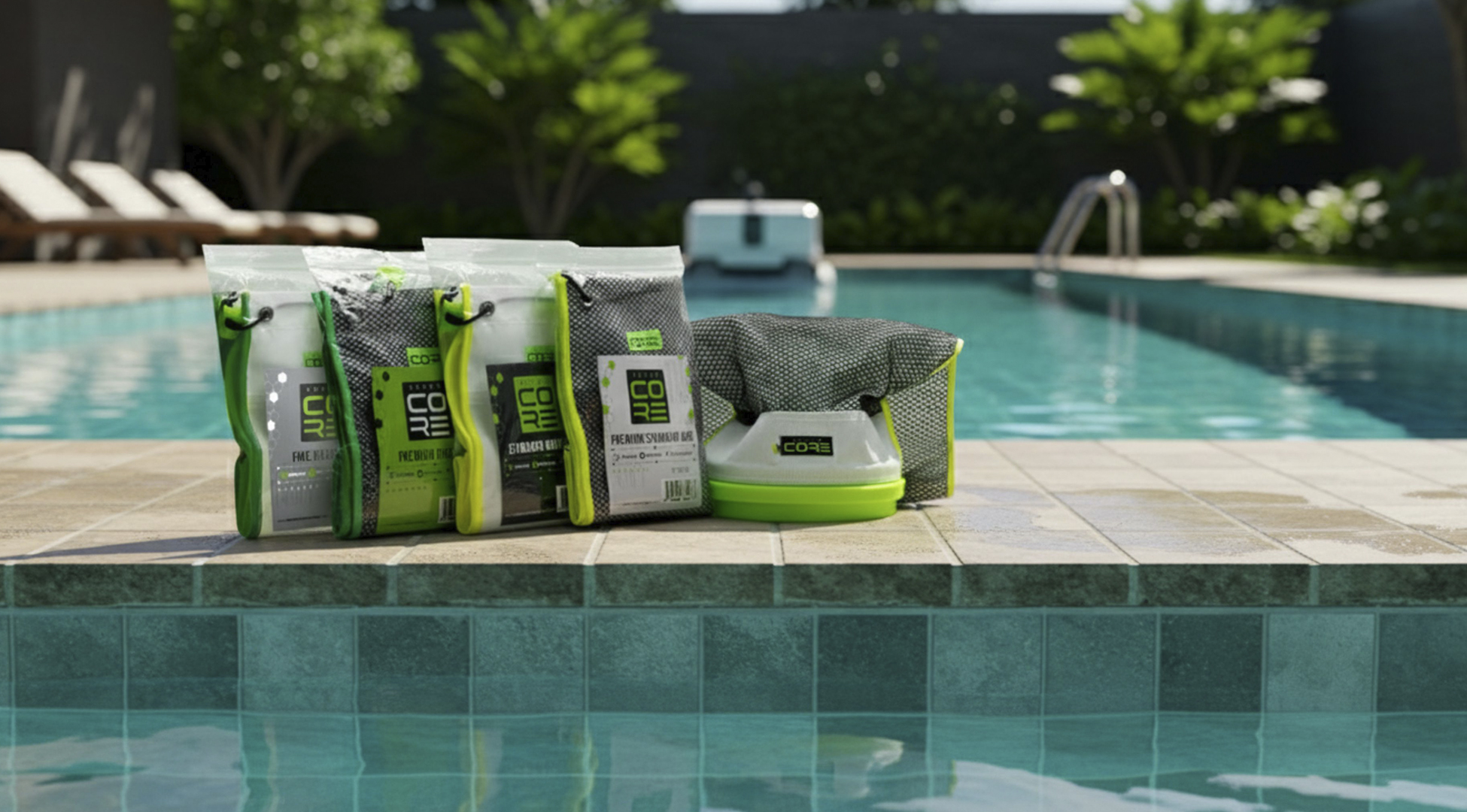 Productos en la piscina